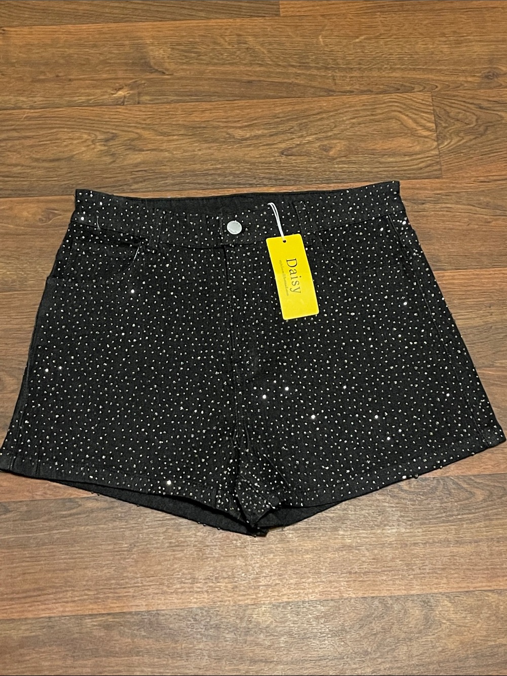 NWT Daisy Black Rhinestone Shorts size M 28